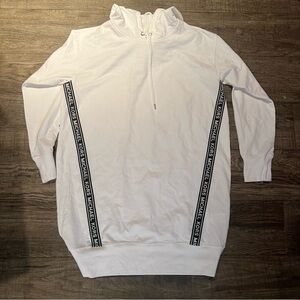 Michael Kors Logo White Hooded Sweatshirt Dress womens size M oversized